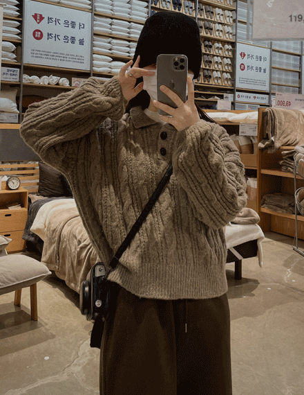 【🍷Christmas &amp; New Year PICK】Double-button collar cable knit top